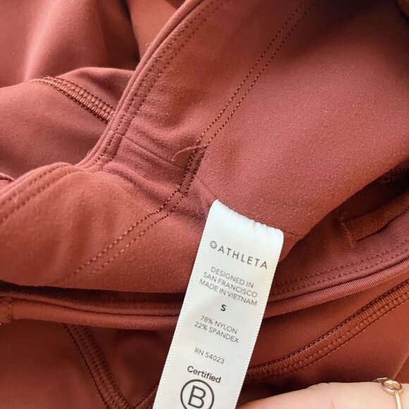 Athleta Rainer Tight Burnt Orange Zipper Leggings Workout Athletic Size Small - Picture 6 of 9